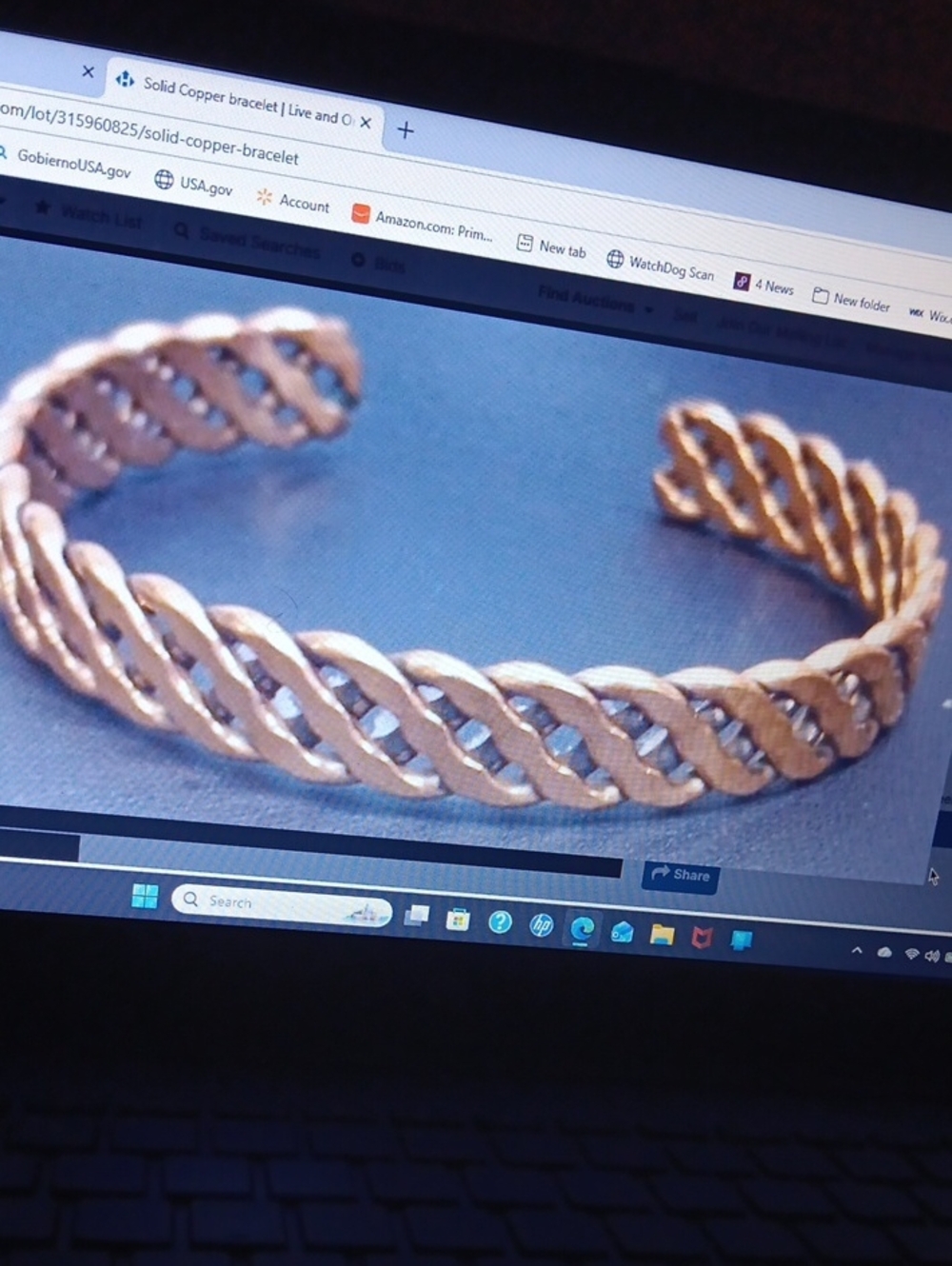 Copper Twisted Bracelet Solid
